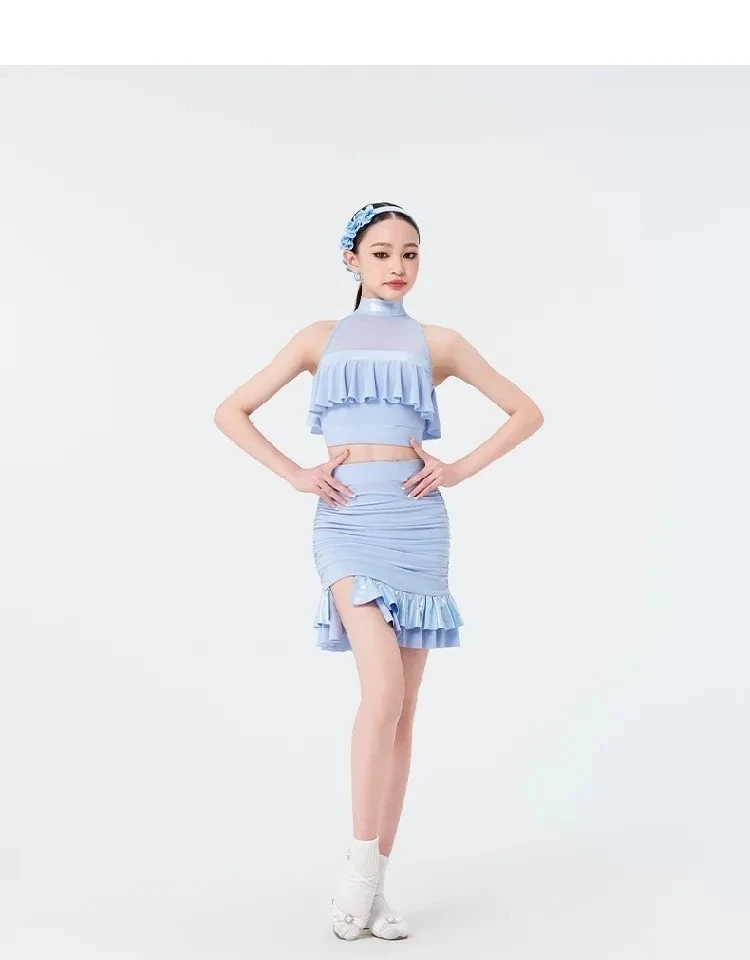 UK Latin Dance Wear New Spring Summer Kids Girls: Starry Ocean Galaxy Dance Set, Sea Night Performance Costume ballroom dance