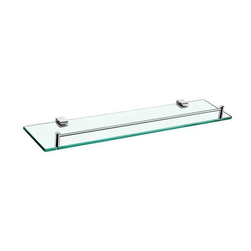 for Wall Mounted Bathroom Brass Chrome Plated Storage Rack Modern Glass Single Layer Shelf Hotel Home