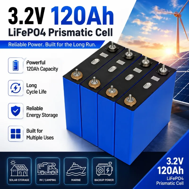 3.2V120Ah Lithium Iron Phosphate Battery Single Cell Solar Energy Storage Long-lasting Range RV Electric Tool Battery Pack