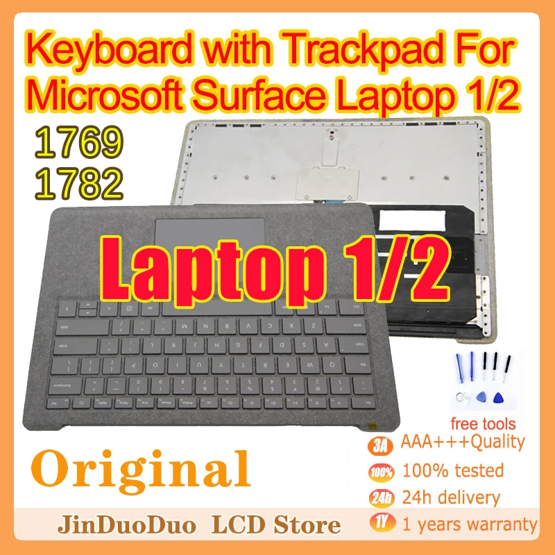 

13.5"Original Topcase For Microsoft Surface Laptop 1 2 1782 1769 Topcase Assembly For Microsoft Keyboard with Trackpad Complete