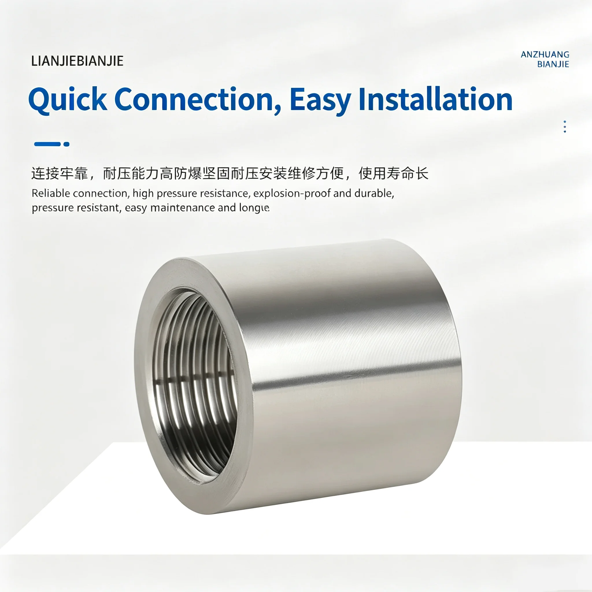 3Pcs 304 stainless steel thickened inner wire high-pressure direct explosion-proof Fitting 1/8 1/4 3/8 1/2 1