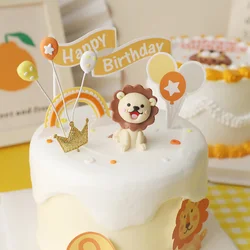 Birthday Cake Decoration Cartoon Leo Baby Lion Cake Topper Kids Balloon Safari Birthday Supplies Animal Cake Topper Kids Favors