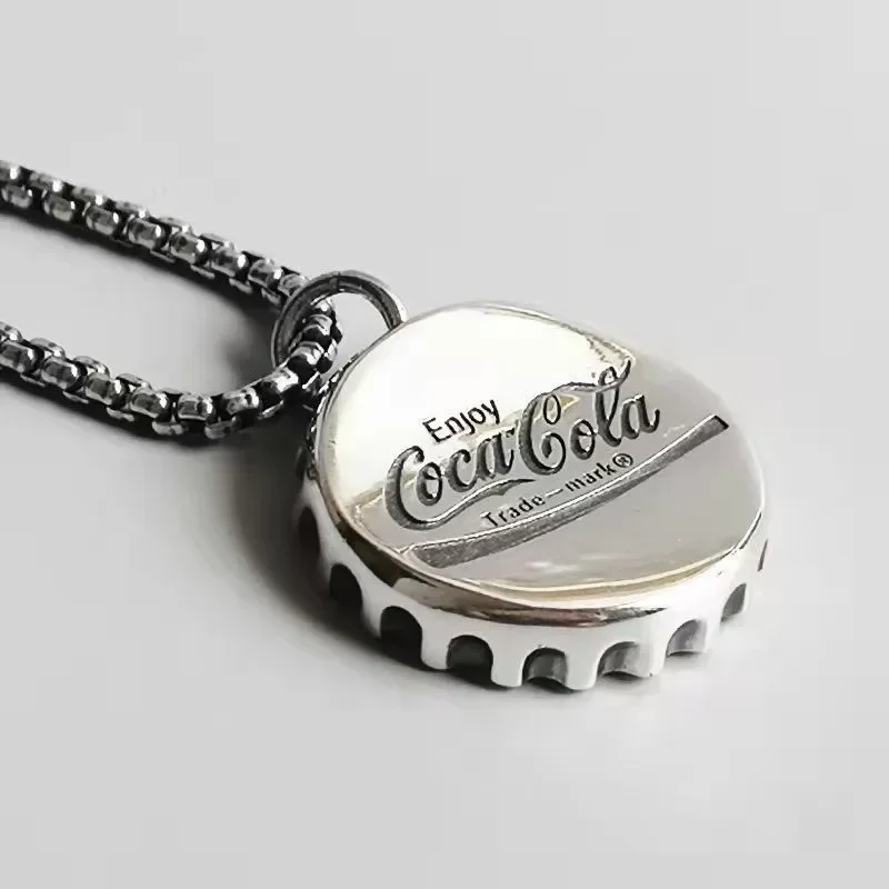 European and American Twisted Coke Bottle Cap Pendant Male and Female Personality Necklace Ins Style Punk Hip Hop Trend Gift