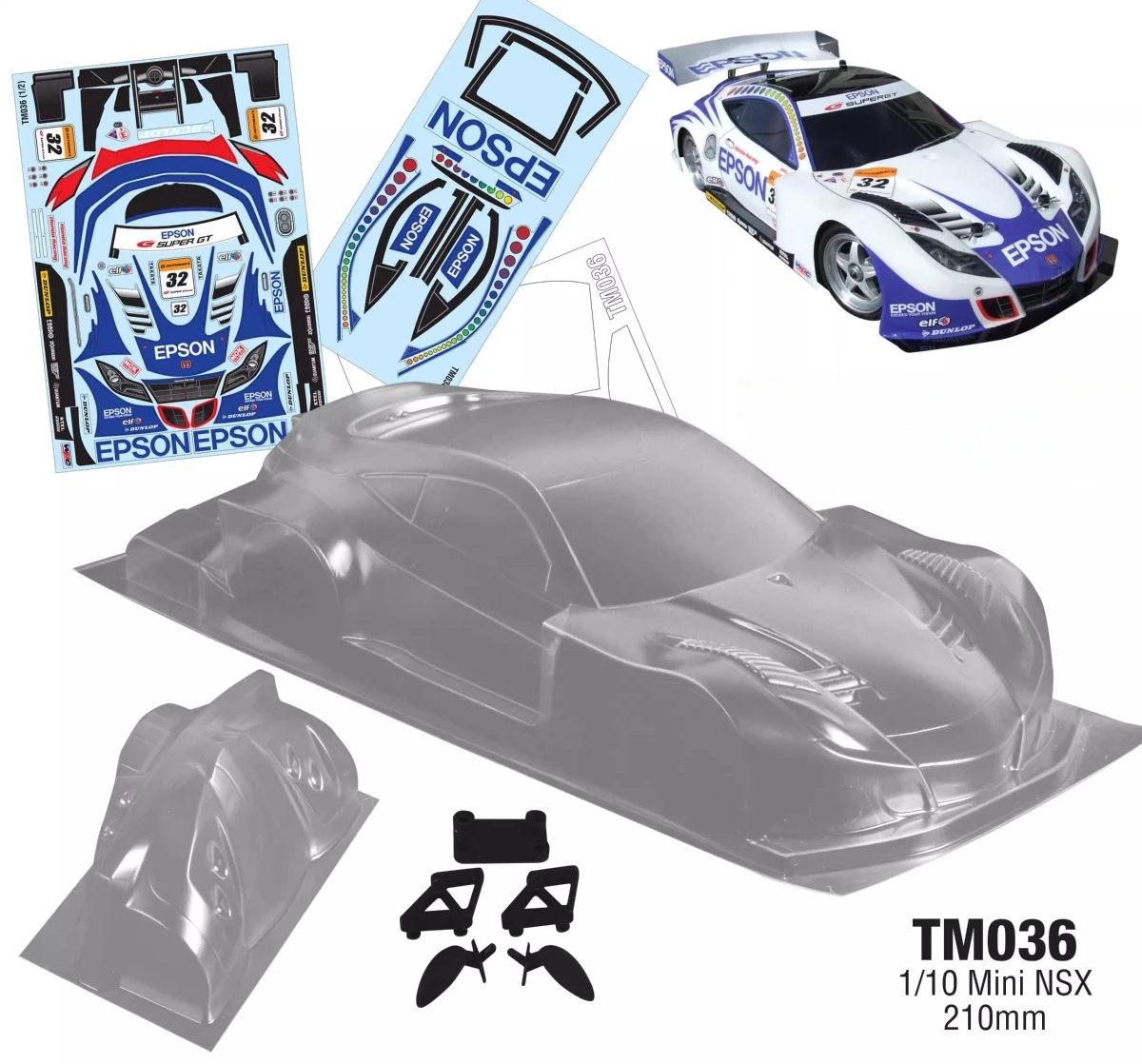 

TM036 1/12 Mini NSX RC Drift корпус (колесная база 210 мм) с листом наклейки подходит для Tamiya M-Chassis RC Car Опционарная часть