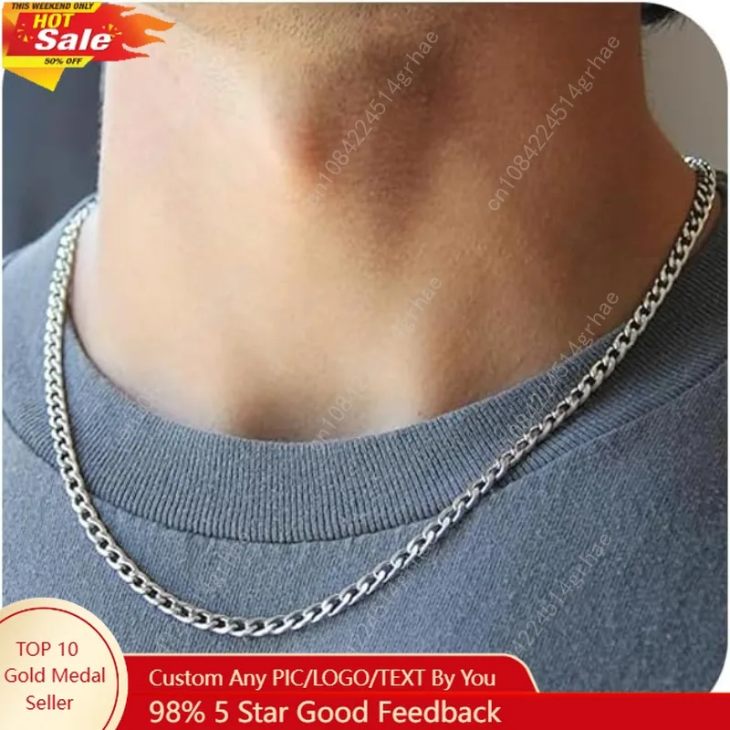 

Silver Chain for Men Stainless Steel Men's Necklaces Chain Cool Diamond Cut Cuban Link Chain for Men Hip-Hop Jewelry 4mm/6mm 17/