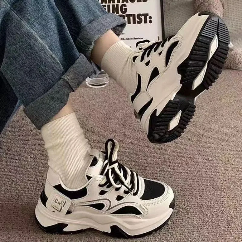 

Women Chunky Sneakers Soft Cushion Sole Comfortable Student Campus Style All Match Height Increasing Shoes