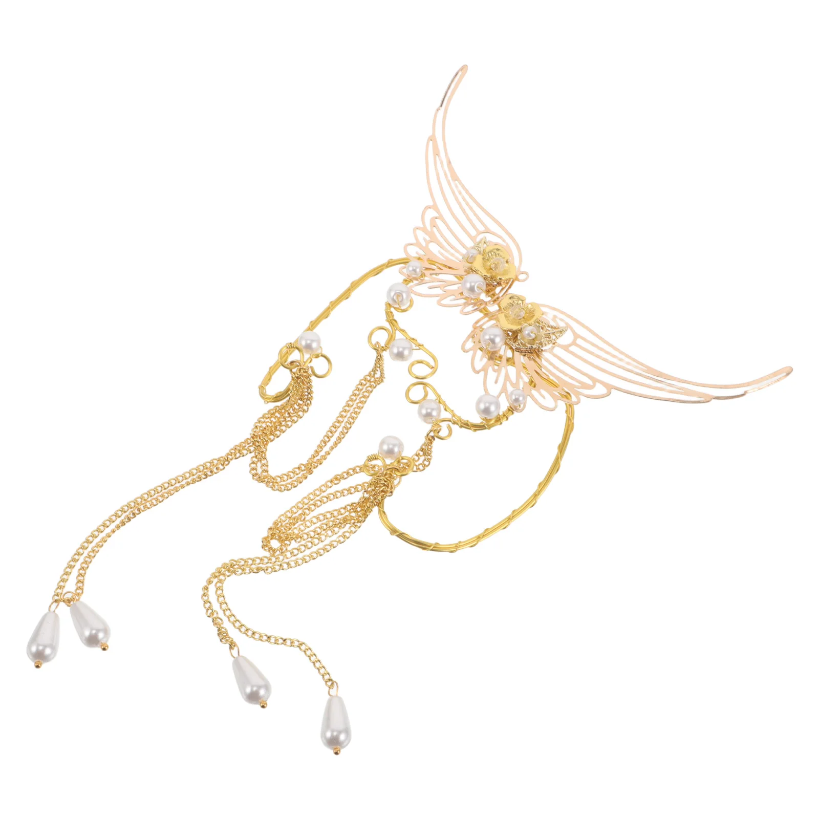 

1Pair Gold Long Tassel Ear Cuff Wrap for Women Elf Fairy Earrings Clip on No Piercing Dangle Drop Earrings for Wedding Cosplay
