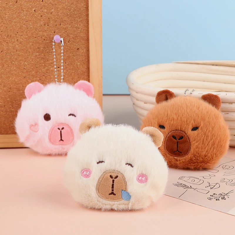 Piepende Capibara Knuffel Sleutelhanger Cartoon Capybara Soft Gevulde Pop Hanger Autosleutel Ring Rugzak Tas Decor Kid Gift