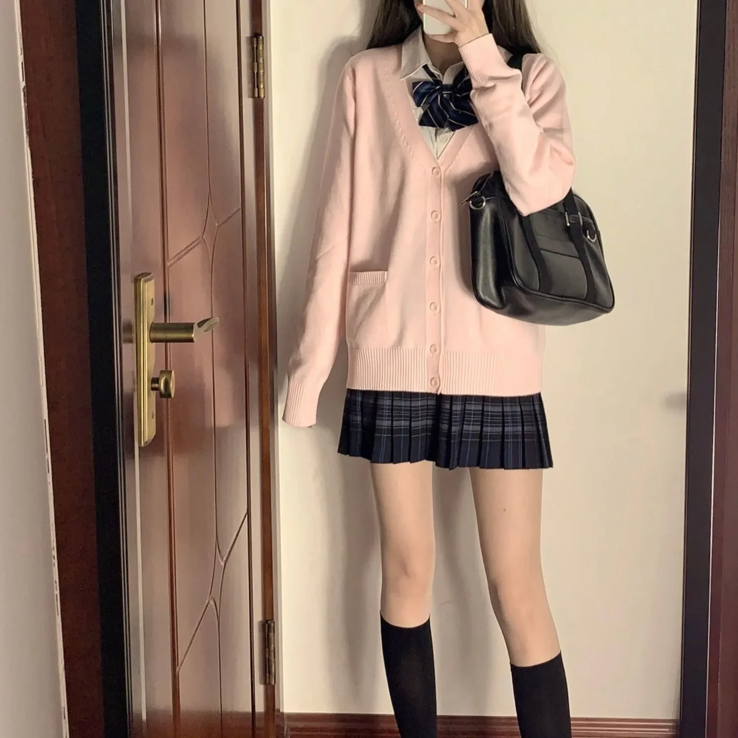 

Japanese Jacket Uniform School Supply Feeling Lazy Style Pink Blue Black Cute Jk Sweater Knitted Cardigan Female Original