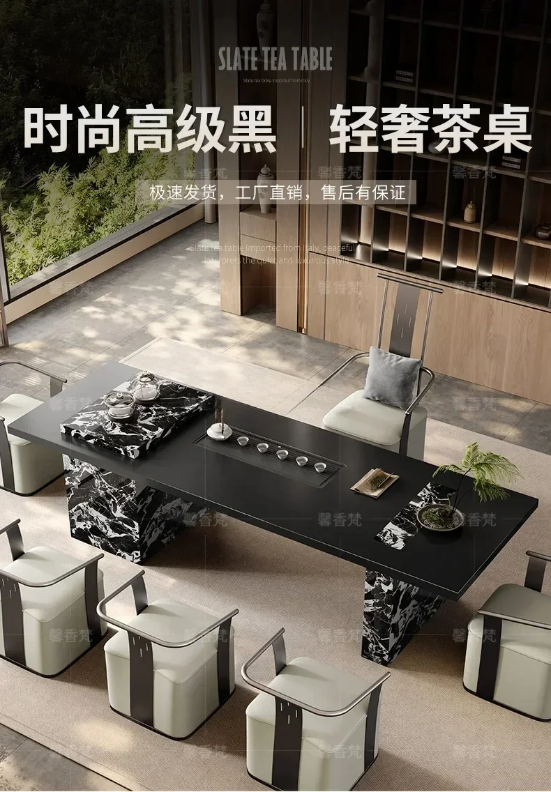 طاولة شاي كبيرة من بلاطة الصخور طاولة شاي فنية إبداعية بتصميم إيطالي بسيط #6