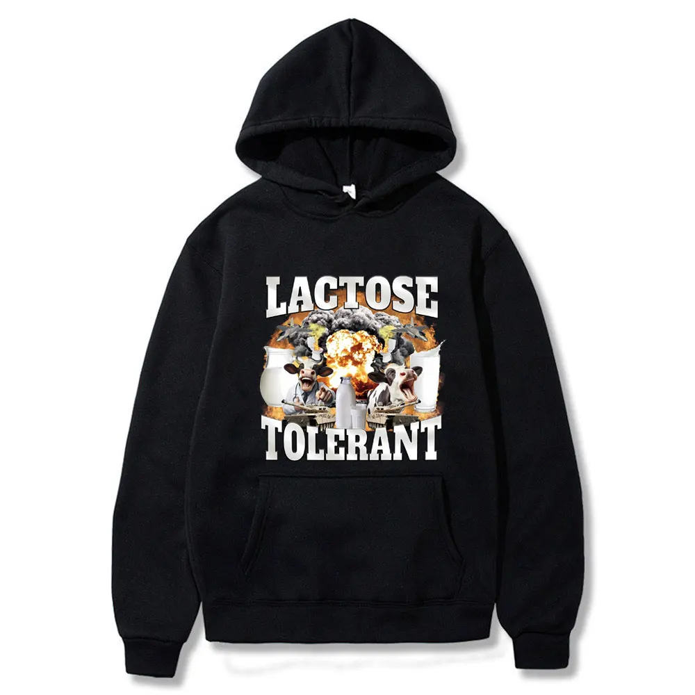 

Lactose Tolerant Funny Cow Meme Hoodie Men's Fashion Vintage Streetwear Men Women Casual Joke Humor Hoodies Male Fleece Pullover