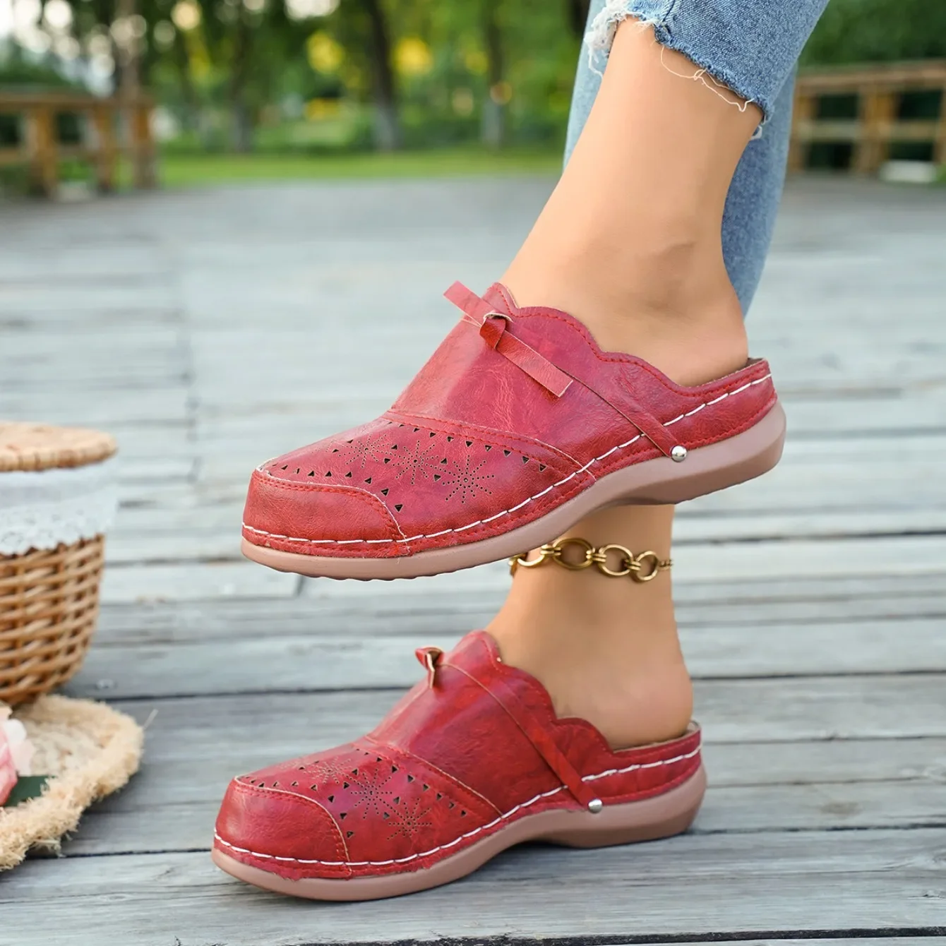 Comfortable Flat Wedge Sandals For Women With Bow Detail Beach_voghion.com