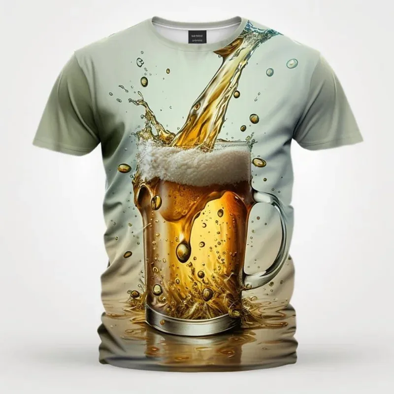 2025 Men'S T-Shirt 3d Printed Beer T Shirt for Men Funny Men'S Shirt Casual Summer Streetwear Unisex Tshirt Top Men'S Clothing