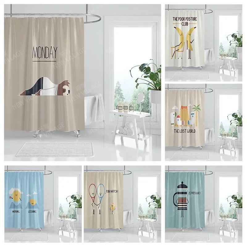 

Waterproof fabric shower curtain Bathroom curtain accessories 180x200 Bath curtain for shower 240*200 cartoon cute decor 240x200