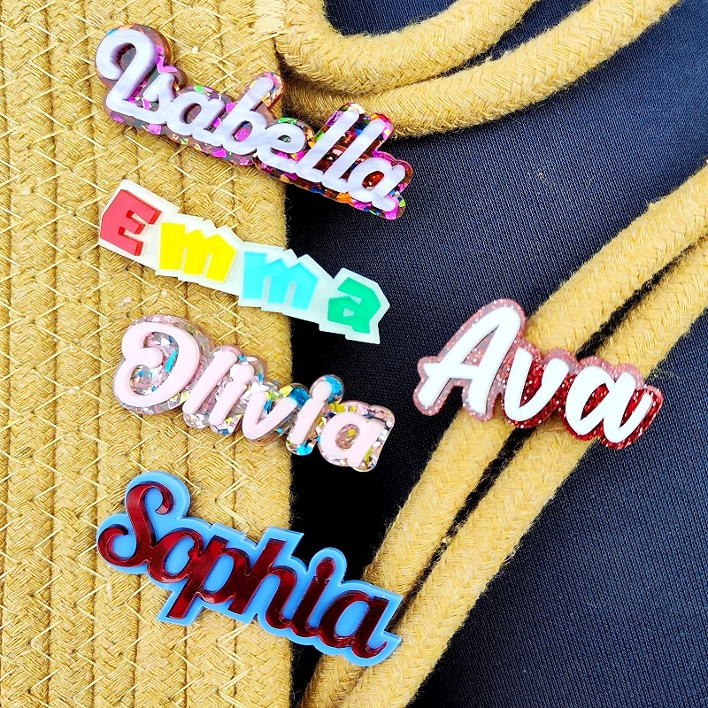 KUGUYS Custom Hair Clips Personalized Acrylic Barrettes With Your Name Made To Order For Women MOQ 1