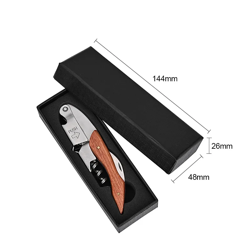 50Pcs/Lot Stainless Steel Wine Opener Professional Waiters Corkscrew, Leather Case,Beer Bottle Opener And Foil Cutter Gift
