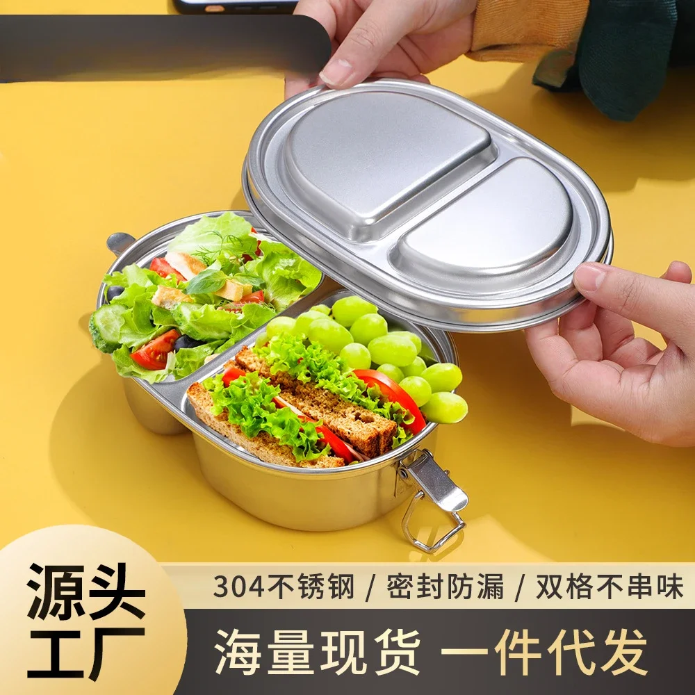 

Children's Stainless Steel Lunch Box Food Grade Sealed Oval Picnic Box Bento Box Food Storage