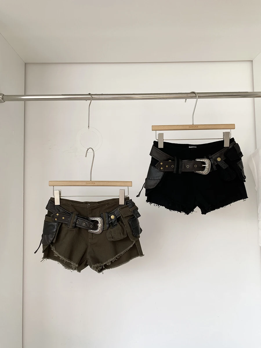 

Летние джинсовые шорты с высокой талией 2025 года, женские, сексуальные, в американском стиле, ретро, с рваными краями, ультракороткие джинсовые шорты-хотпэнты