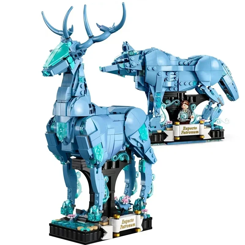 Toy Building Blocks 2-in-1 Movies Anime Model Expecto Patronum Bricks Compatible 76414 De Stag Wolf Toys Children Birthday Gift