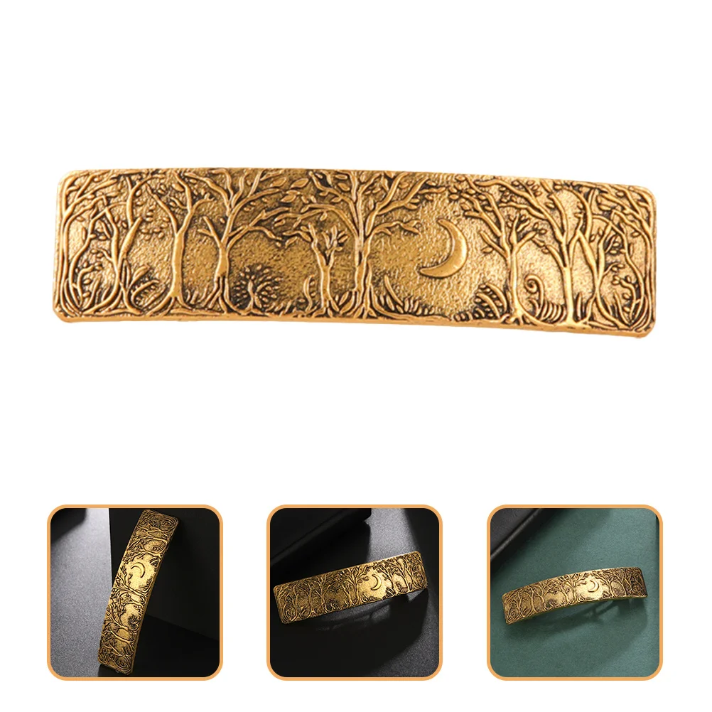 دبوس شعر معدني عتيق مع ديكور قمر إبداعي للنساء للاستخدام اليومي والمناسبات الخاصة دبوس شعر عتيق