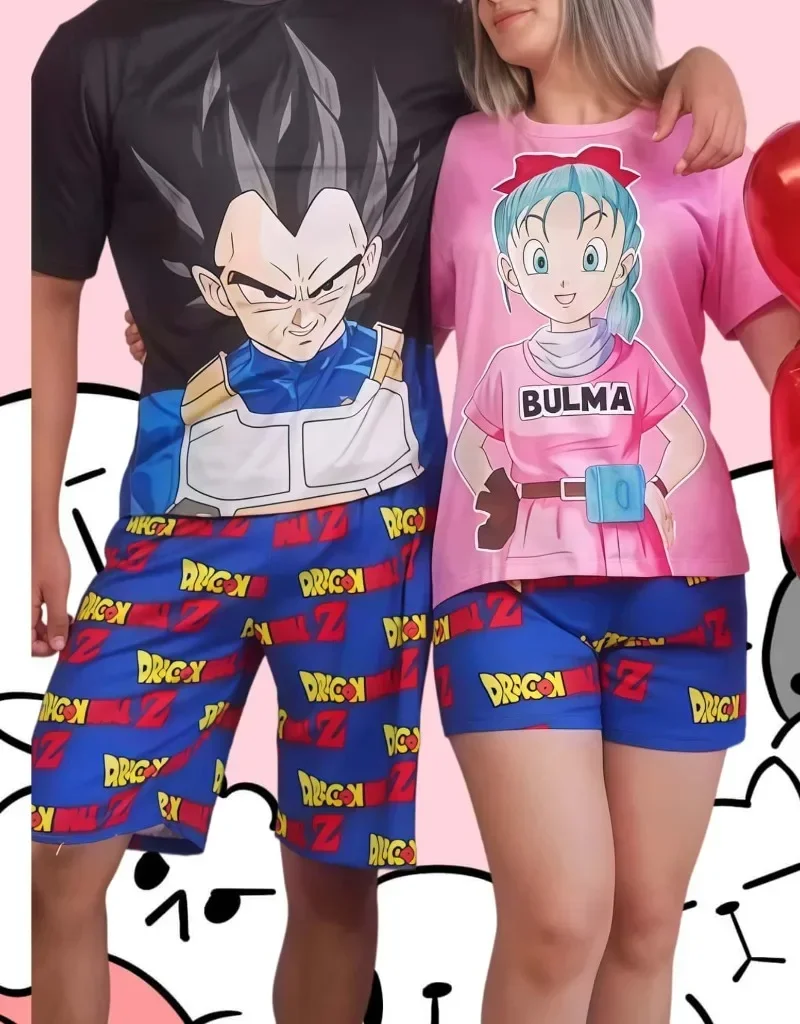 3D Couple Short Sleeved Shorts Multi Functional Anime Dragon Ball Children's Summer Fashion Girlfriend Parent Child Set