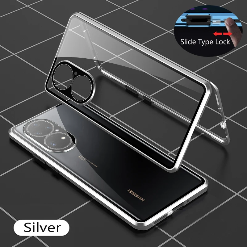 

Snap lock Metal Magnetic Case For Huawei nova 9 SE 10 Pro 11 Pro 11i Lens Protection Double Sided Glass Cover Cases