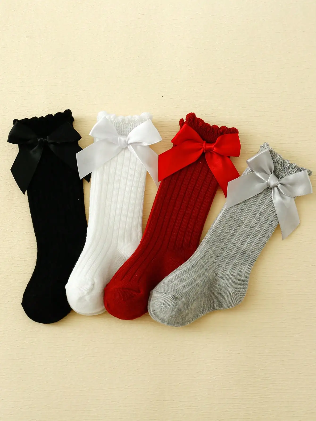 4pairs Baby Girls Bow Decor Anti-Mosquito Socks