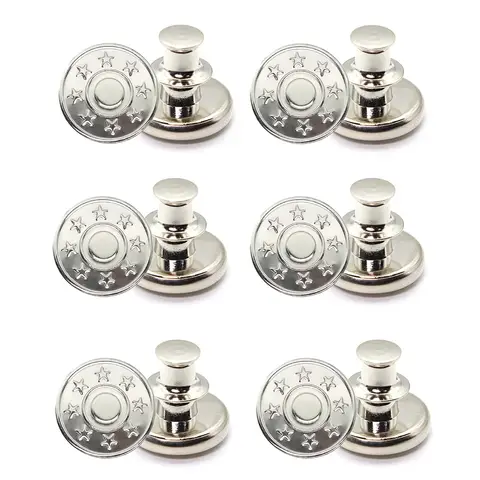 6pcs-Adjustable detachable jeans button Sew free vintage metal button garment button accessory I-button