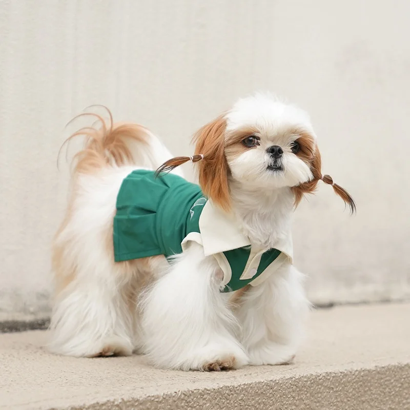 

Теннисное платье для собак, дышащая крутая летняя одежда для домашних животных, легкое платье без рукавов для домашних животных, спортивная одежда, одежда для собак, зеленая