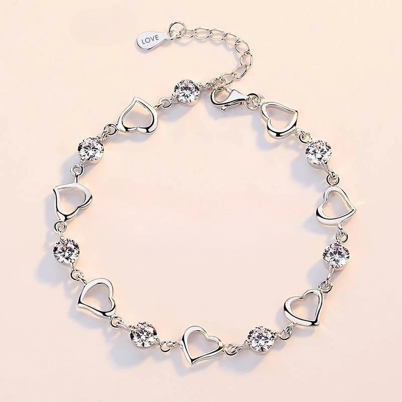 Neue Armbänder aus 925er-Sterlingsilber mit glänzendem Zirkon-Herz für Frauen, feiner Hochzeitsschmuck, Verlobungs-Charm-Accessoires, modische Geschenke