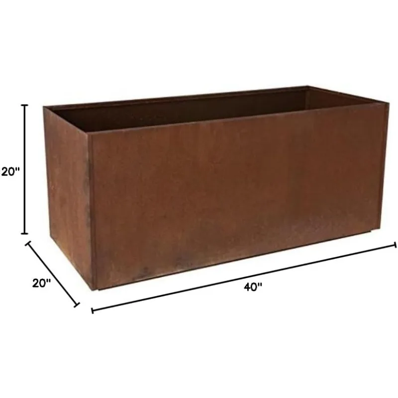 Corten Steel Trough Planter, 20" x 40" x 20"