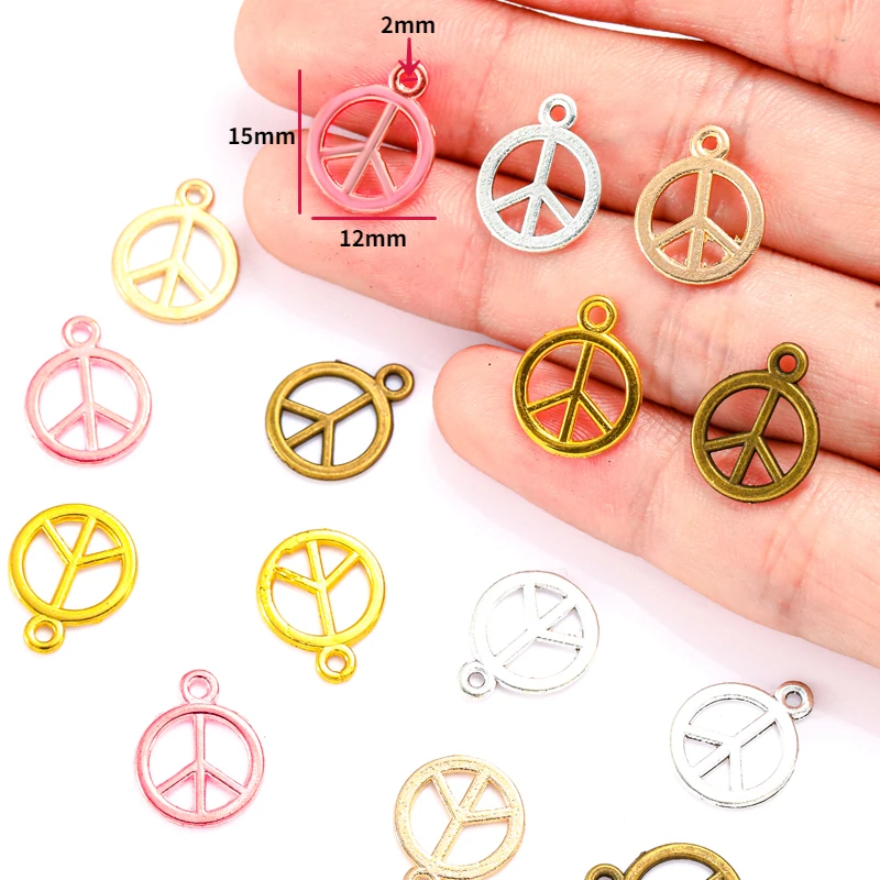 30pcs 5 colors peace Zinc alloy charms for necklace earring bracelet Pendant jewelry DIY handmade 15*12mm J275