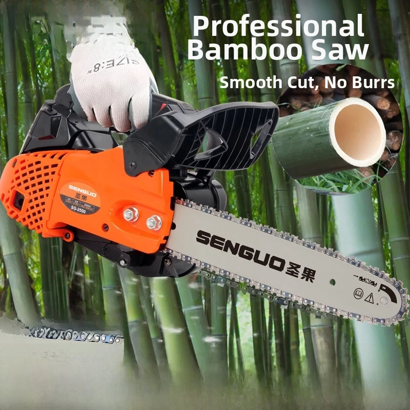 2500 Petrol Chainsaw 12 Inch Small Household Chain Saws for Cutting Bamboo Single-Hand Handheld Timber Cutting Tool Pro