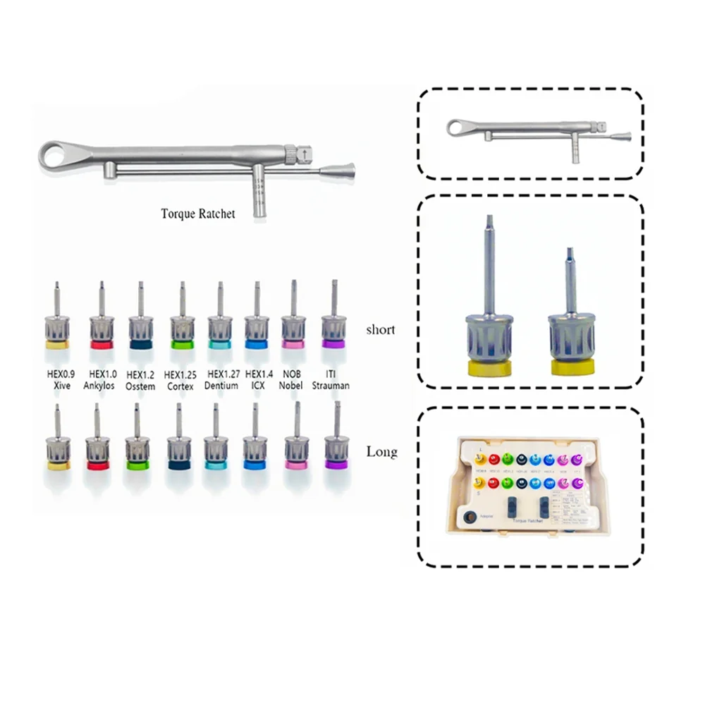 Dental Prosthetic Screwdriver ICX ITI Dentium Osstem Anlylos Nobel ICX Surgery Ratchet Screw Drivers Universal Torque Wrench