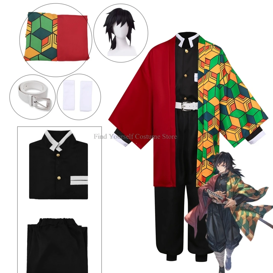 

Anime Kimetsu No Yaiba Tomioka Giyuu Cosplay Costume Accessories Suit Uniforms Costumes Wig Child Adult Party Gift