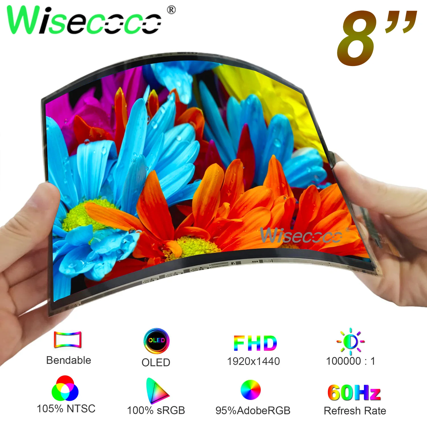 

8 Inch Amoled Flexible Display 1920x1440 2K OLED Bendable Screen Default Landscape Controller Board