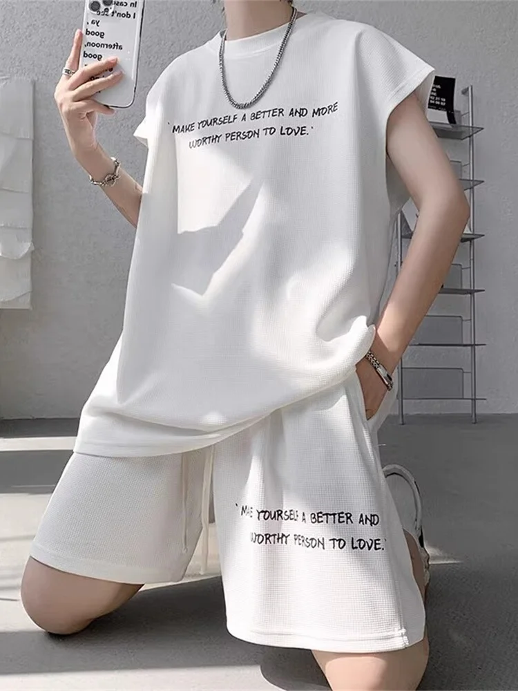 

Casual Svel T-irt orts Sports Set Men's Summer Youth Leisure Two-Piece Suite High-End Feeling Boys Faion Set