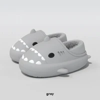 Litfun Fuzzy Shark Slippers For Women Men Winter Indoor Plush Cartoon Cotton Shoes New Outdoor Adults Kids Waterproof Furry Shoe