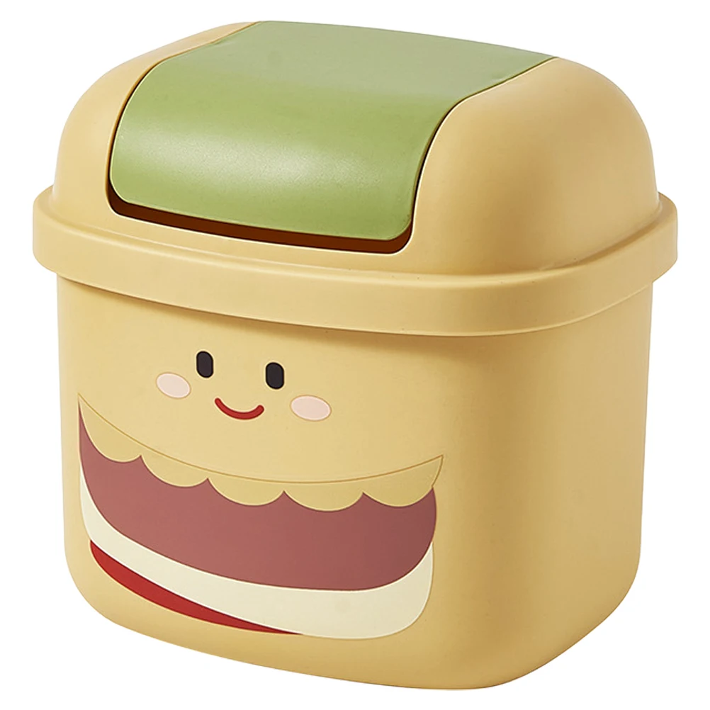 

Hamburger Trash Plastic Desktop Rubbish Bin Plastic Trash Bin Mini Waste Basket Creative Storage Container White