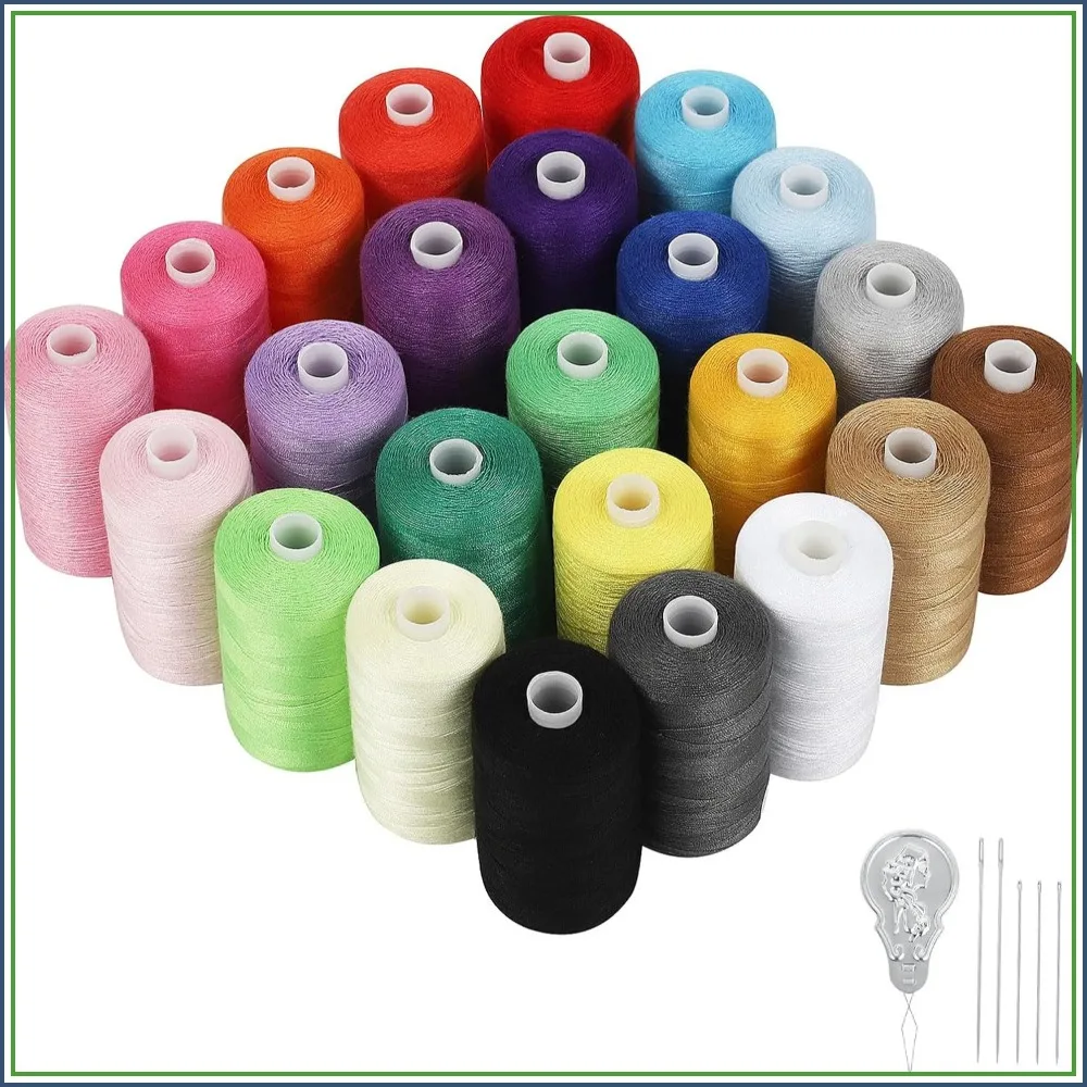24 PCS Sewing Thread Kit, 24 Colors 1000 Yards Each Spool, Polyester Thread Assortment for Hand Stitching, Quilting, Beginners & DIY Crafts