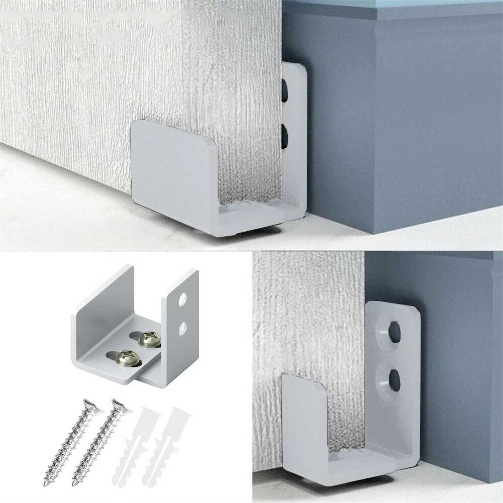 1pcs Sliding Barn Door Bottom Floor Guide Slot Anti Swing Device Sliding Door Roller Guide Slotted Swing Stop Hardware