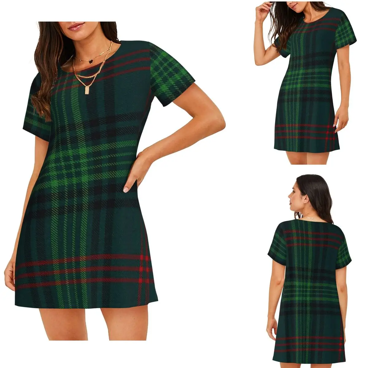 Outlander Leather And Tartan Scottish Art Short Sleeves Nightdress For Sleepshirts Women Short Sleeve Nightgowns Pajama Dress
