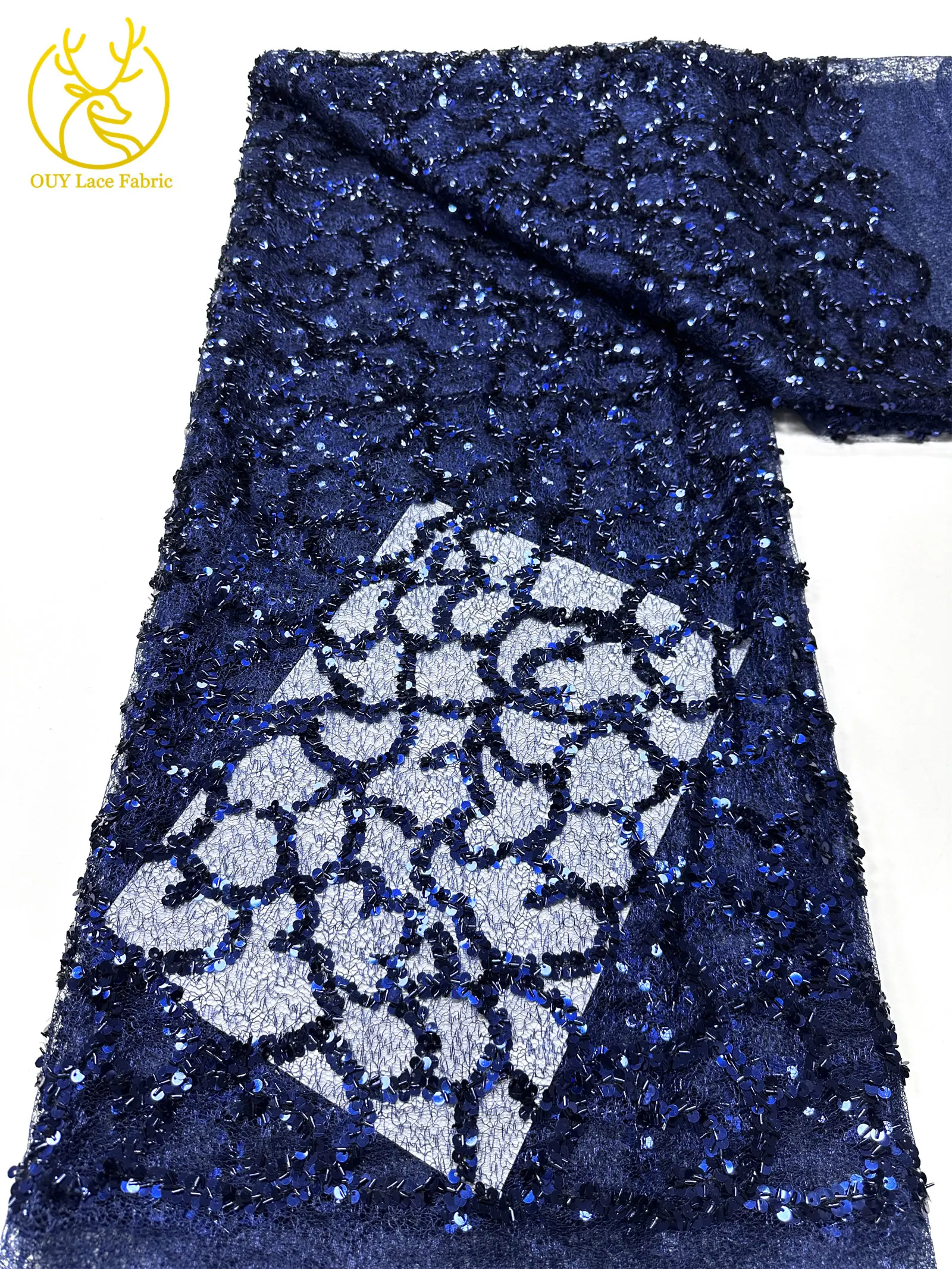 Großhandel Französischer Spitzenstoff 2026 Hochwertiger afrikanischer nigerianischer Pailletten-Spitzenstoff, geeignet für Partykleid-Nähmaterial – Detail 25