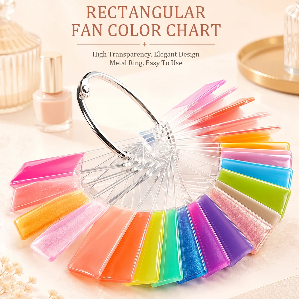 50/100/150 Pcs Clear Color Card Foldable Metal Ring With 1–200 Stickers Nail Polish Nail Tips Practice Tool Fan Shaped Palette