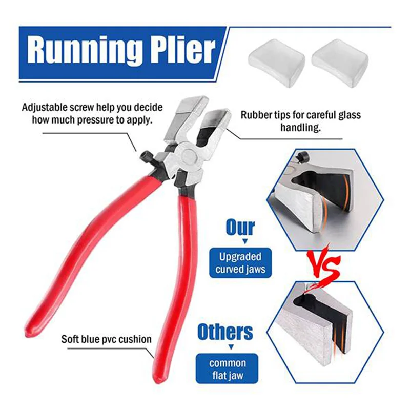 

【Rushed】Glass Cutter Kits Stained Glass Supplies With Heavy Duty Glass Running Pliers And Pencil Glass Cutting Tool