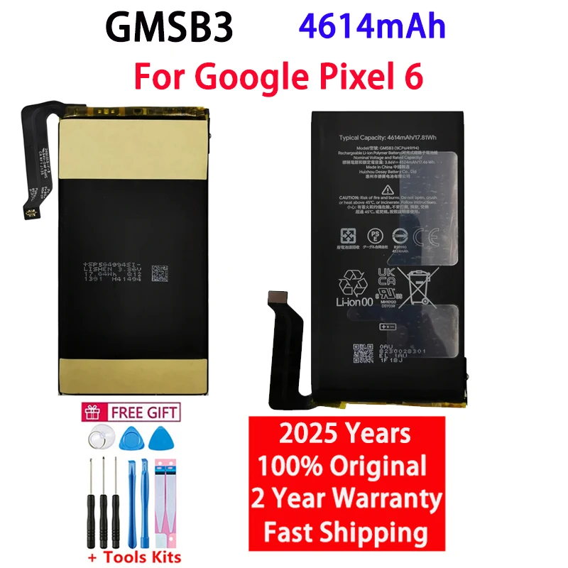 100% Original New High Quality GMSB3 4614mAh Phone Replacement Battery For HTC Google Pixel 6 Pixel6 Batteries Bateria +Tools