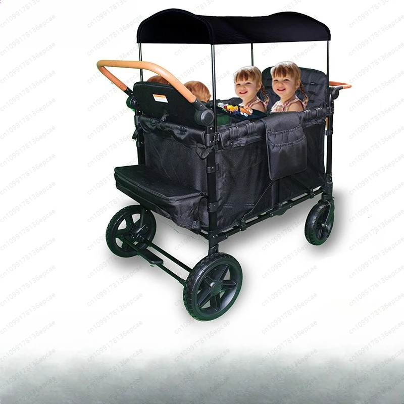 Collapsible Outdoor Utility Cart | Convertible Handle, Large Wheels & Canopy for Transport & Picnics