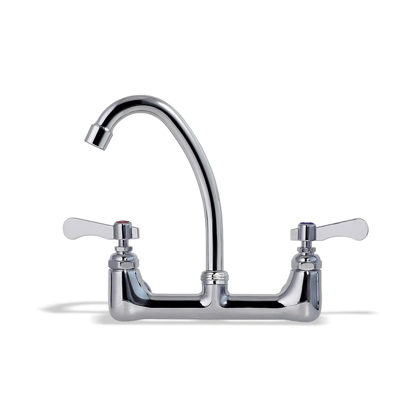 Modern Dual Handle Kitchen Faucet Wall-Mounted 8