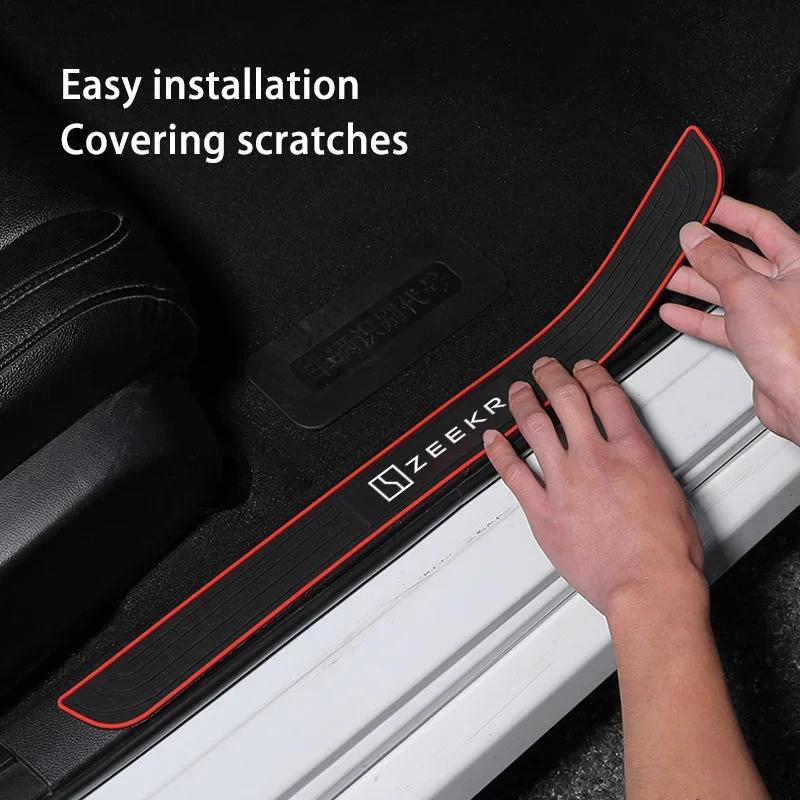 4pcs Rubber Car Threshold Strip Door Decorative Sil Anti-friction Scratch for ZEEKR 001 007 009 001FR 007GT X MIX 7X Accessories