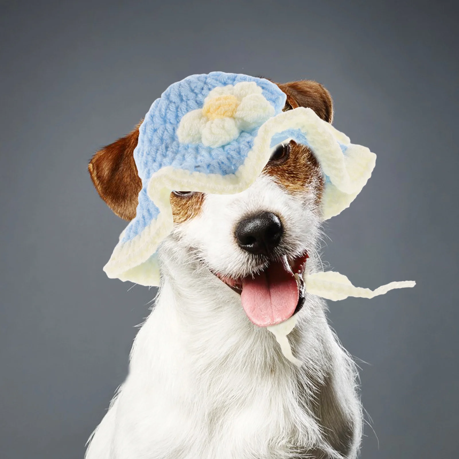 

Blue Trim Flower Hat Cute Cartoon Pet Hat For Cats Dogs Party Carnival Cosplay Decorative Puppy Headwear Pet Costume Cap